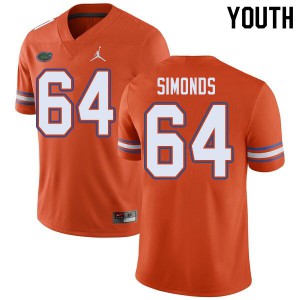 Jordan Brand Youth #64 Riley Simonds Florida Gators College Football Jerseys Orange 555093-202
