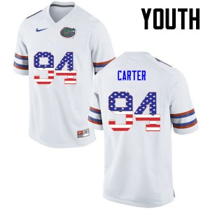 Youth Florida Gators #94 Zachary Carter College Football USA Flag Fashion White 287609-874